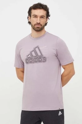 adidas t-shirt bawełniany męski kolor fioletowy z nadrukiem IN6270CHEAPER