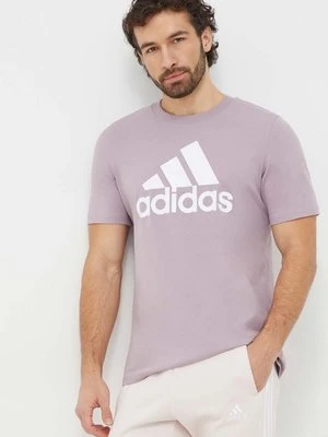 adidas t-shirt bawełniany męski kolor fioletowy z nadrukiem IS1313