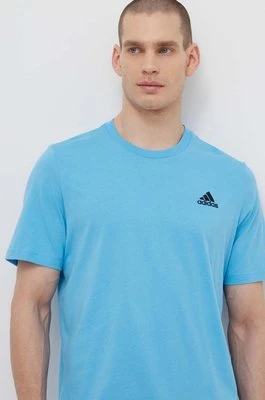 adidas t-shirt bawełniany męski kolor niebieski gładki IS1317