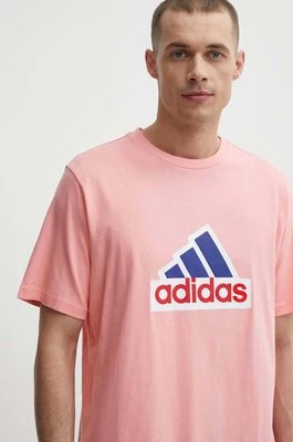 adidas t-shirt bawełniany męski kolor różowy z nadrukiem IS8342