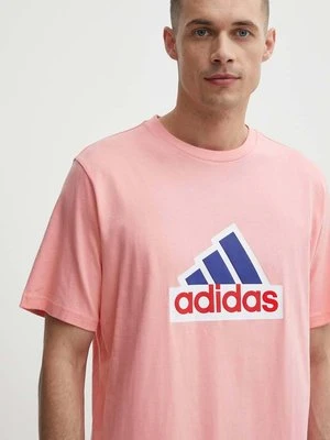 adidas t-shirt bawełniany męski kolor różowy z nadrukiem IS8342