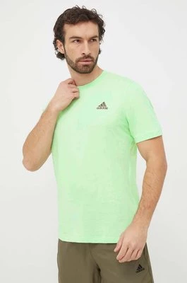 adidas t-shirt bawełniany męski kolor zielony gładki IS1315