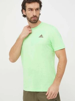 adidas t-shirt bawełniany męski kolor zielony gładki IS1315