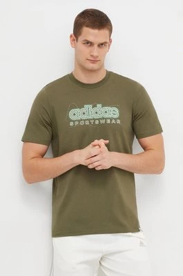 adidas t-shirt bawełniany męski kolor zielony z nadrukiem IM8314