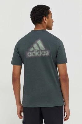 adidas t-shirt bawełniany męski kolor zielony z nadrukiem IN6227