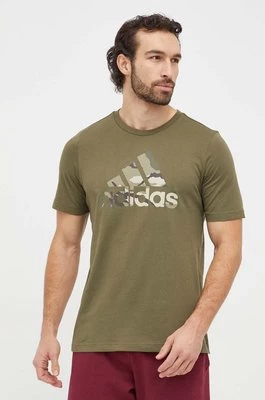 adidas t-shirt bawełniany męski kolor zielony z nadrukiem IR5830