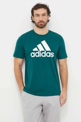 adidas t-shirt bawełniany męski kolor zielony z nadrukiem IS1300