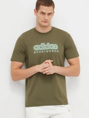 adidas t-shirt bawełniany męski kolor zielony z nadrukiem IM8314