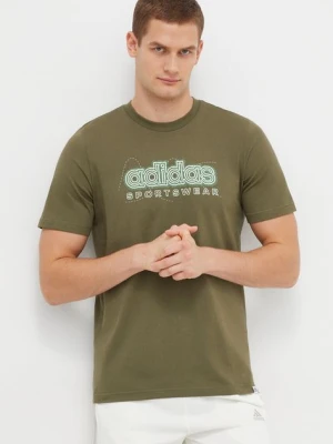 adidas t-shirt bawełniany męski kolor zielony z nadrukiem IM8314