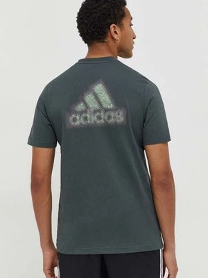 adidas t-shirt bawełniany męski kolor zielony z nadrukiem IN6227