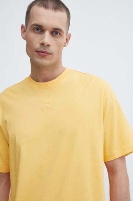 adidas t-shirt bawełniany męski kolor żółty gładki IR9114