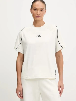 adidas t-shirt bawełniany Stadium damski kolor beżowy JW0450