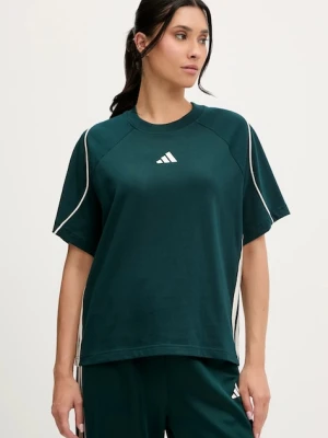 adidas t-shirt bawełniany Stadium damski kolor zielony JW0449
