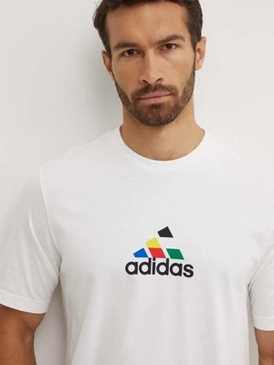 adidas t-shirt bawełniany Tiro męski kolor biały z nadrukiem IW2668