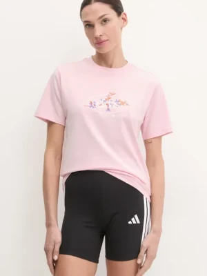 adidas t-shirt bawełniany W Elem Flrl Tee damski kolor różowy JP0114