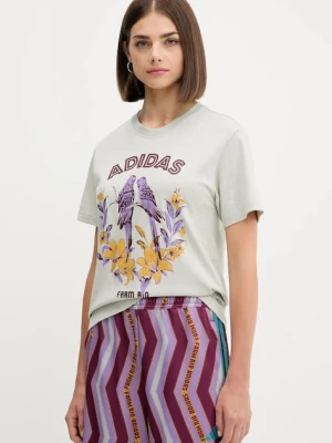 adidas t-shirt bawełniany x Farm Rio damski kolor szary JV8610