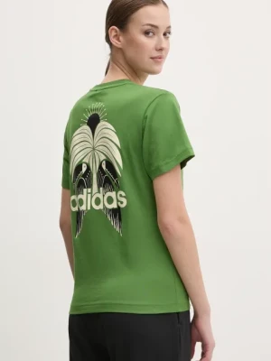 adidas t-shirt bawełniany x Farm Rio damski kolor zielony JD6292