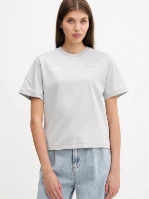 adidas t-shirt bawełniany x Mercedes damski kolor szary JW3482