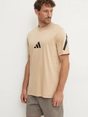 adidas t-shirt bawełniany Z.N.E. męski kolor beżowy z nadrukiem JF2453