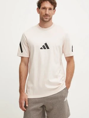 adidas t-shirt bawełniany Z.N.E. męski kolor beżowy z nadrukiem JF2459