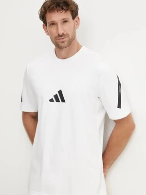 adidas t-shirt bawełniany Z.N.E. męski kolor biały z nadrukiem JE3078