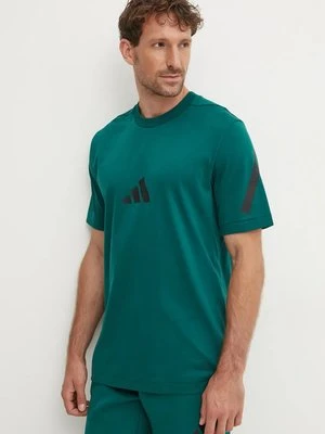 adidas t-shirt bawełniany Z.N.E. męski kolor zielony z nadrukiem JF6544