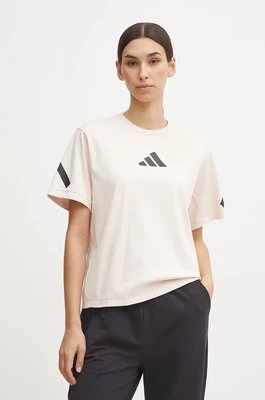 adidas t-shirt bawełniany ZNE damski kolor różowy JF4781