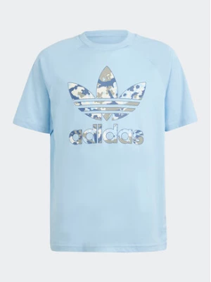 adidas T-Shirt Camo IR7776 Błękitny Loose Fit