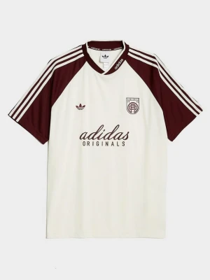 adidas T-Shirt Classic Jacquard Jersey With Badge beżowy