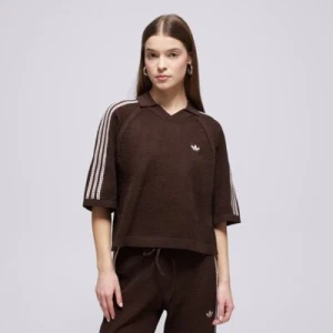 Adidas T-Shirt Crochet Polo brązowy