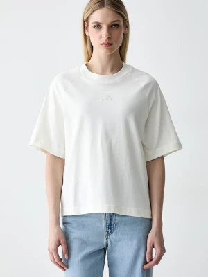 adidas T-shirt damski bawełniany beżowy