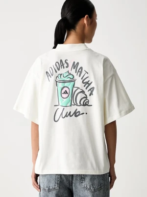 adidas T-shirt damski bawełniany beżowy