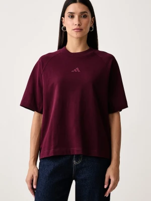 adidas T-shirt damski bawełniany bordowy