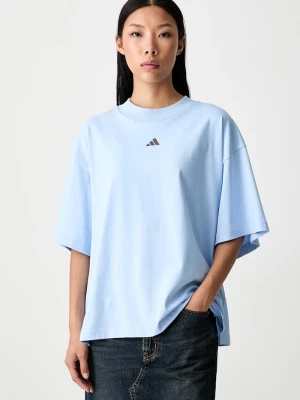 adidas T-shirt damski bawełniany Essentials niebieski