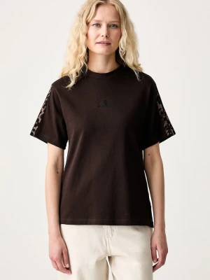 adidas T-shirt damski bawełniany Leopard Pack brązowy
