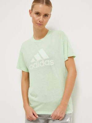 adidas t-shirt damski kolor zielony IS3624