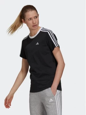 adidas T-Shirt Essentials 3-Stripes GS1379 Czarny Loose Fit