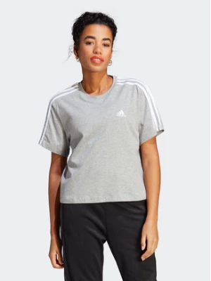 adidas T-Shirt Essentials 3-Stripes Single Jersey Crop Top HR4916 Szary Loose Fit