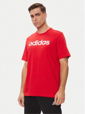 adidas T-Shirt Essentials Single Jersey Linear Embroidered Logo T-Shirt IC9278 Czerwony Regular Fit