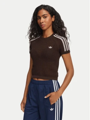 adidas T-Shirt Knitted Crochet Cali KC6480 Brązowy Slim Fit