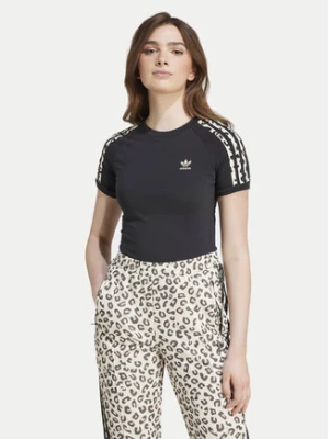 adidas T-Shirt Leopard 3-Stripes IW8478 Czarny Regular Fit