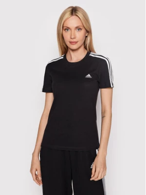 adidas T-Shirt Loungewear Essentials 3-Stripes GL0784 Czarny Slim Fit