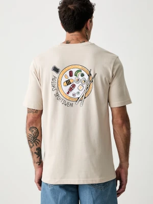 adidas T-shirt męski bawełniany beżowy