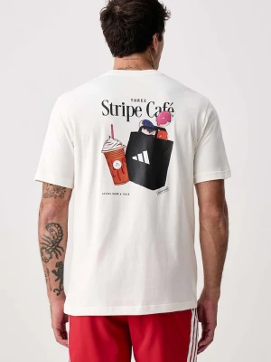 adidas T-shirt męski bawełniany beżowy