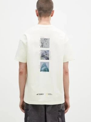 adidas t-shirt Nattional Geographic Unitefit GFX męski kolor beżowy z nadrukiem IX5614