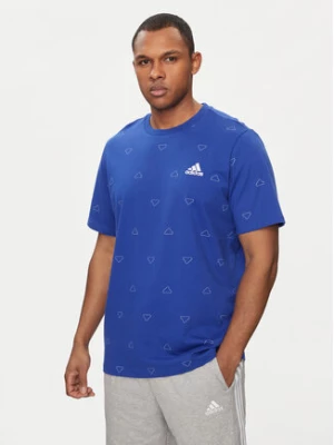 adidas T-Shirt Seasonal Essentials Monogram Graphic IU0284 Niebieski Regular Fit