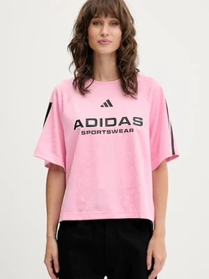 adidas t-shirt Tiro damski kolor różowy JL9213
