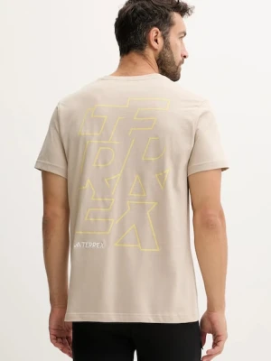 adidas TERREX t-shirt sportowy męski kolor beżowy gładki JM6400