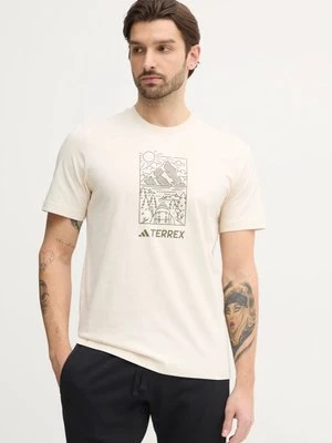 adidas TERREX t-shirt Wild męski kolor beżowy z nadrukiem JN4267