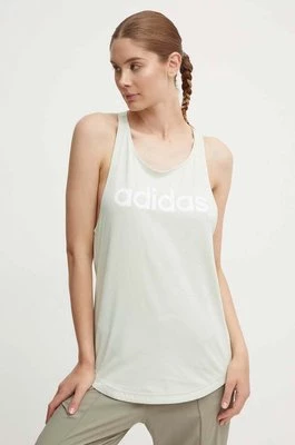 adidas top bawełniany Essentials kolor zielony IY9182